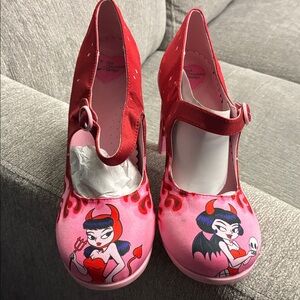 Hot Chocolate Design Red and Pink Satin Buckle Pumps New size 40